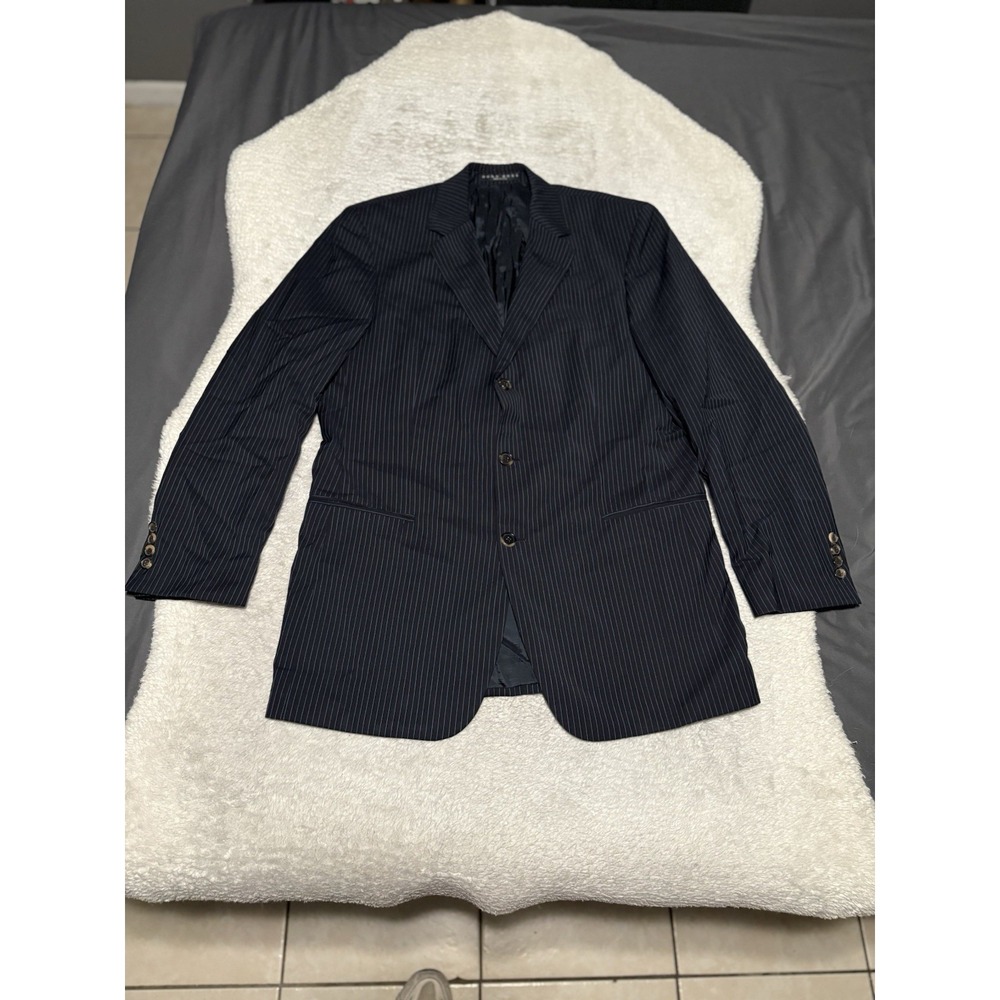 Hugo Boss Einstein Sigma Suit Jacket Blazer Mens 40L Navy Blue Pinstripe Wool